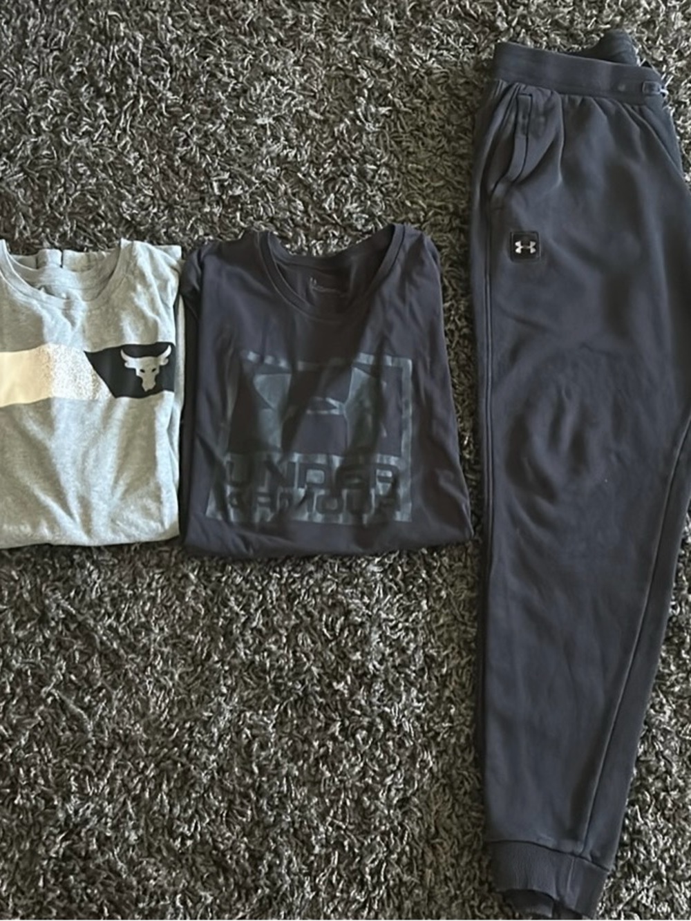 Under Armour Men's Black Athletic Joggers with Logo Patch and 2 T Shirts